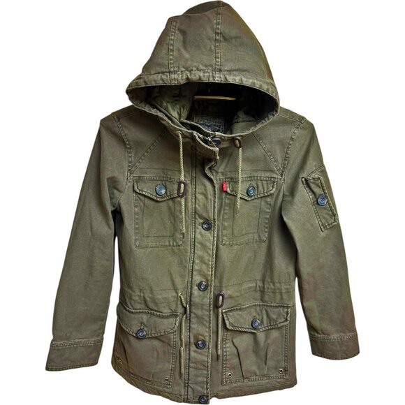 Levi's Army Green Quilted Hooded Military Utility Field Jacket - Picture 3 of 11